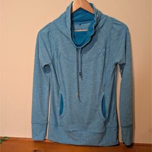 prAna Blue Cowl Neck Pullover Hoodie – Size Small